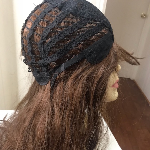 Human hair blend medium brown wig with bang - Picture 6 of 6